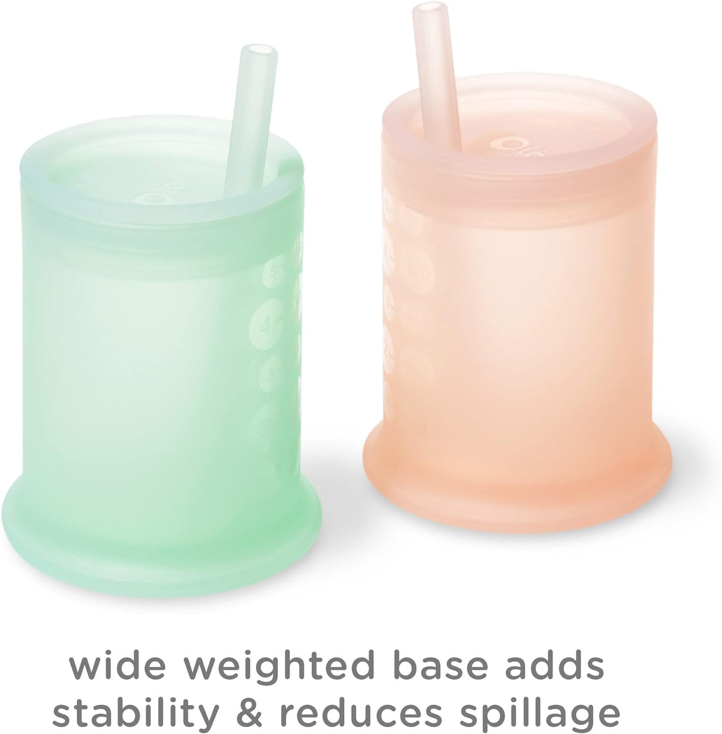 Olababy Silicone Training Cup with Straw Lid | Babies Water Drinking Cup | 6+ Mo Infant To 12-18 Months Toddler | Sippy Cup For Kids & Smoothie Cup | Baby Led Weaning (Mint, 5 oz)