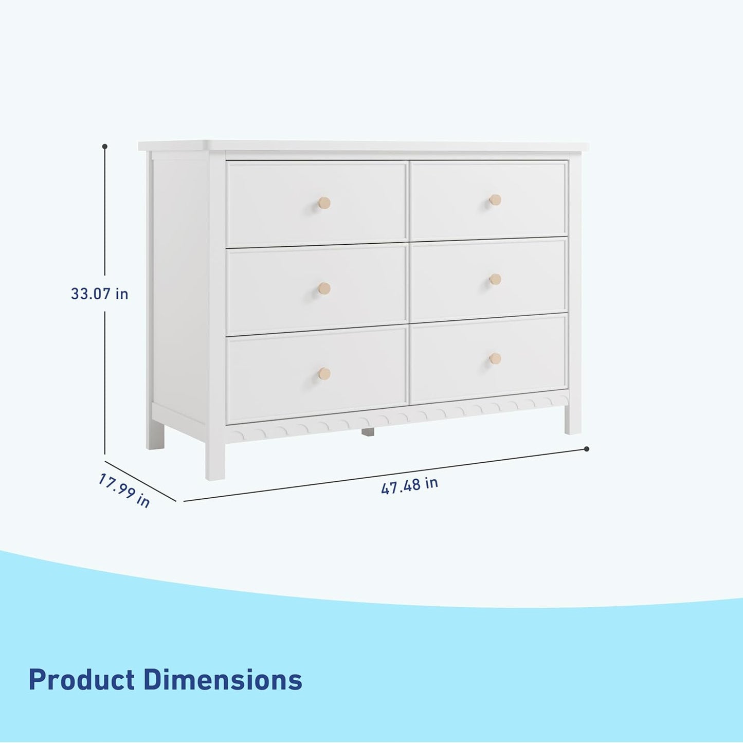 Graco Sasha 6 Drawer Dresser (White) – GREENGUARD Gold Certified, Wood Storage for Nursery or Kids’ Room, Safe Interlocking Drawer System & Easy Assembly with Pre-Installed Tracks