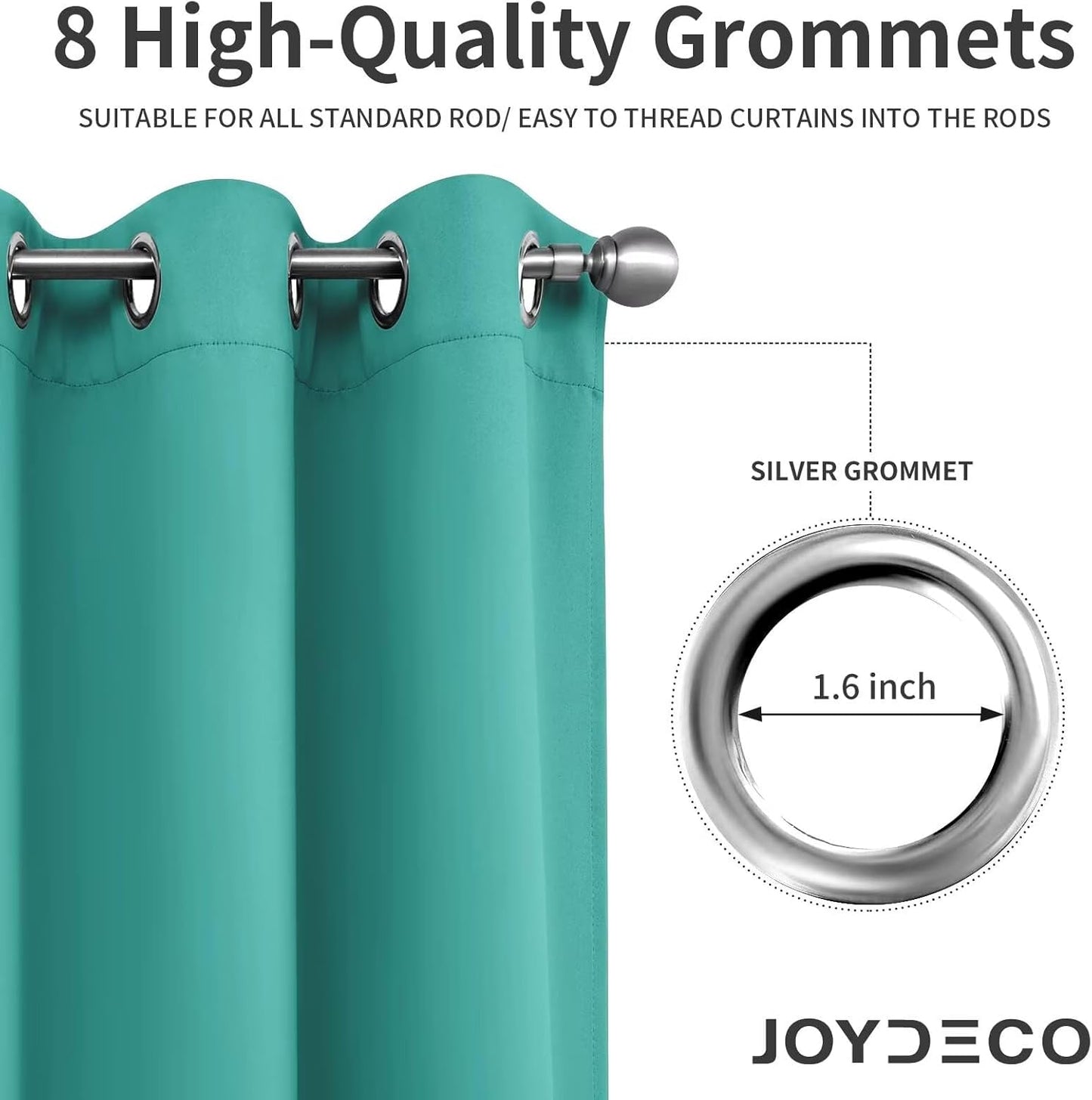 Joydeco Blackout Curtains 90 inch Long 2 Panels Set, Thermal Insulated Long Curtains & Drapes 2 Burg, Room Darkening Grommet Drapes for Bedroom Living Room Windows (W52 x L90 Inch, Peacock Blue)