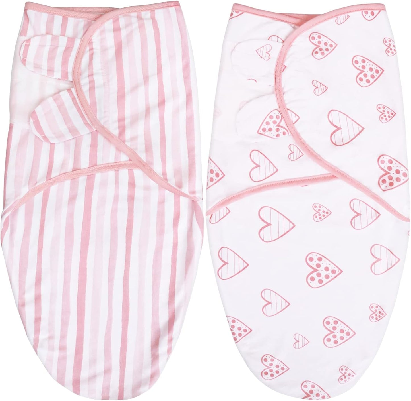 Biloban Baby Swaddles 0-3 Months for Girls - Cotton Swaddle Blanket, Newborn Essentials, Lovely Pink Print, 2 Pack