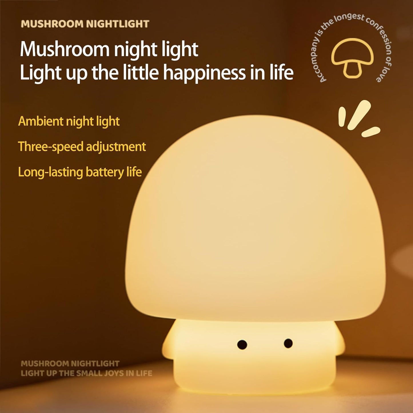 Cute Baby Night Light for Kids,Rechargeable Dimmable Silicone Nursery Toddler Mushroom Nightlight,Squishy Bedside Lamp for Night Stands,Fun Decor for Children,Mother's Day Gift(White)