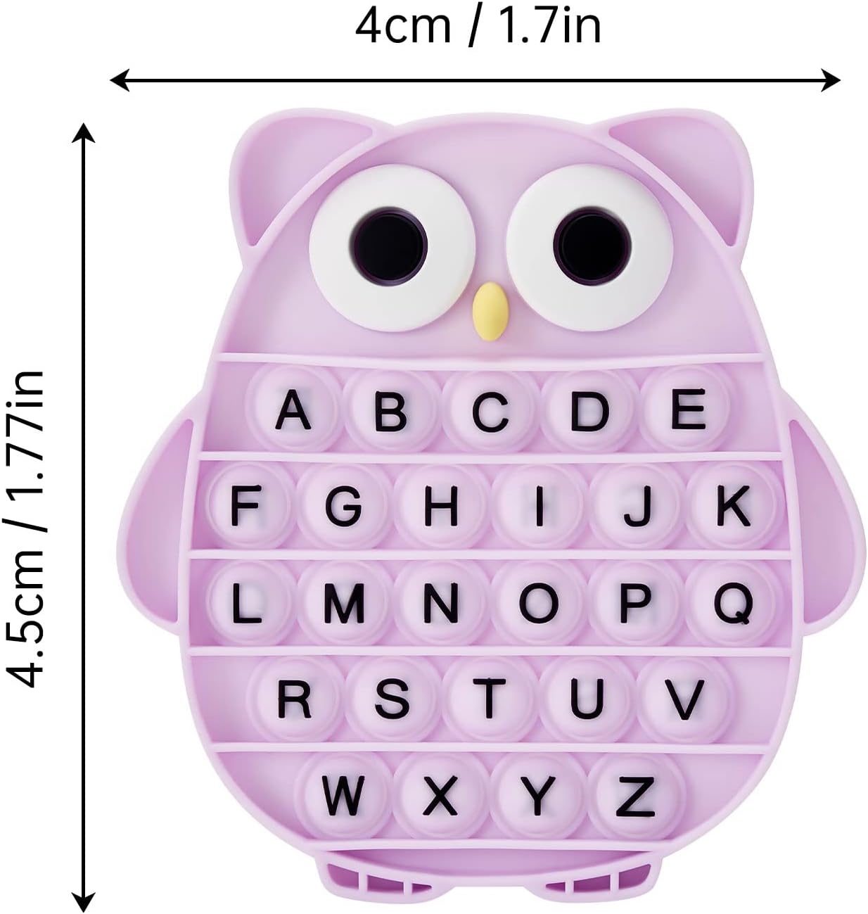 Push Pop Bubble Fidget Sensory Toy, Silicone Stress Relief Popping Toy, ABC Alphabet Owl Shaped Educational Learning Tools for Toddlers Kids Students (Black Letters-Purple)