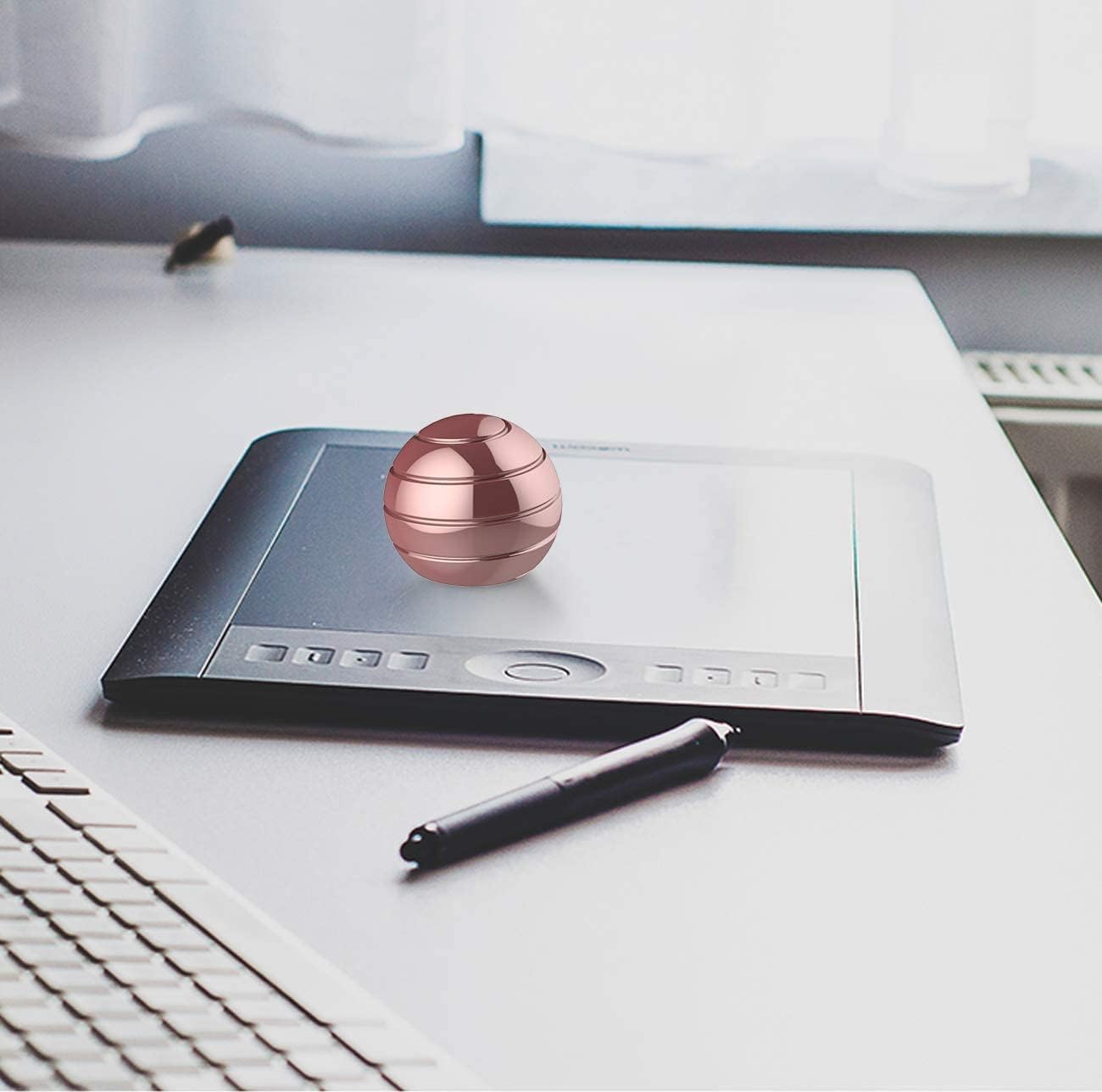 Kinetic Desk Toys Ball, 2.17'' Adults Office Fidget Items Toys, Stress Relief Desk Accessories Toys for Office for ADHD Anxiety (55MM, Rose Gold)