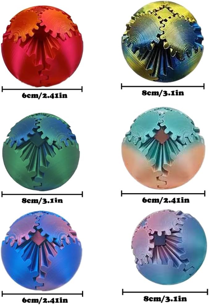 3D Printed Gear Ball Cube Ball Decompression Gear Sphere Toy Stress Ball, Gear Toys Fidget Ball, Relief Desk Decoration for Christmas Toy Gear Toy for Stress and Anxiety Relaxing (Green)