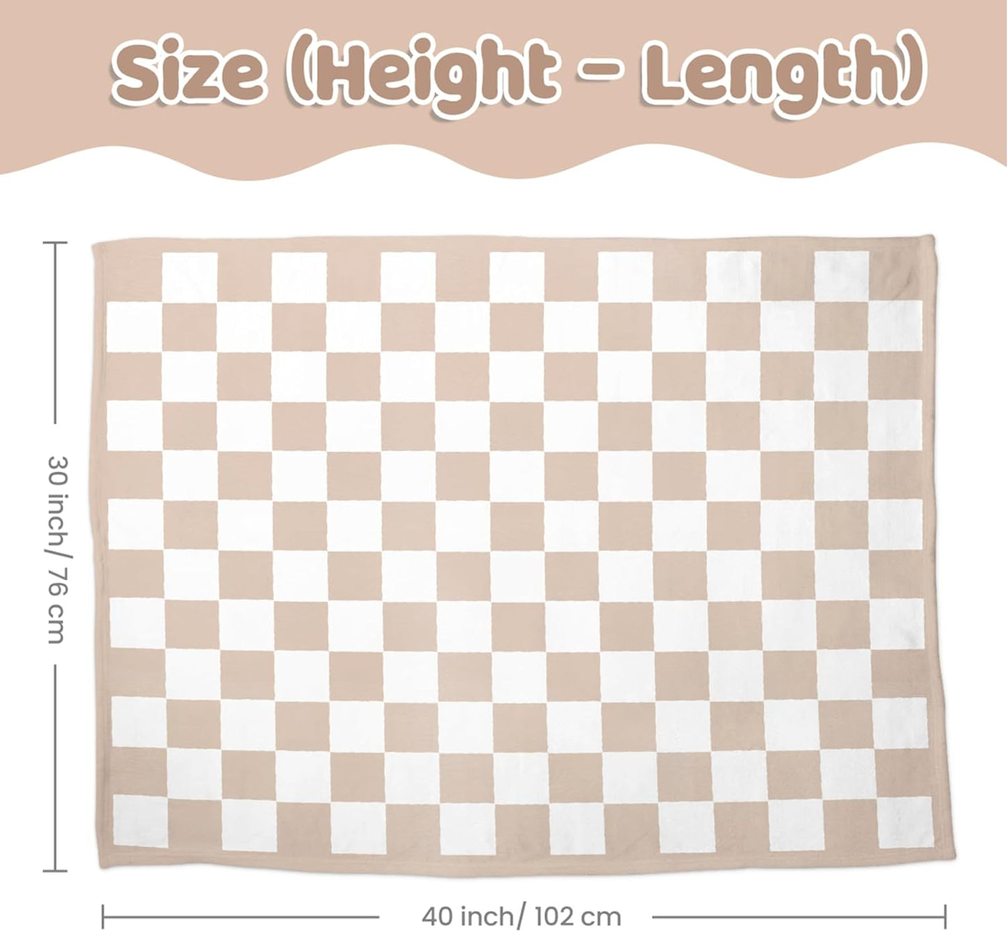 Checkered Minky Baby Blanket 30 x 40 Inches for Boys Girls, Soft Plush Receiving Blanket with Dotted Back, Gift for Toddler Newborn Infant Christmas Birthday Baby Shower