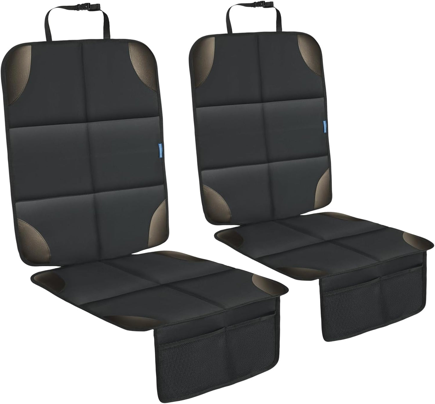 Car Seat Protector for Child Carseat, 2 Pack Protect Car Seats Cover for Baby with Thickest Padding and Non-Slip Padded Backing Mesh Pockets Kids Pets Car Back Seat Protectors(Darkgrey)