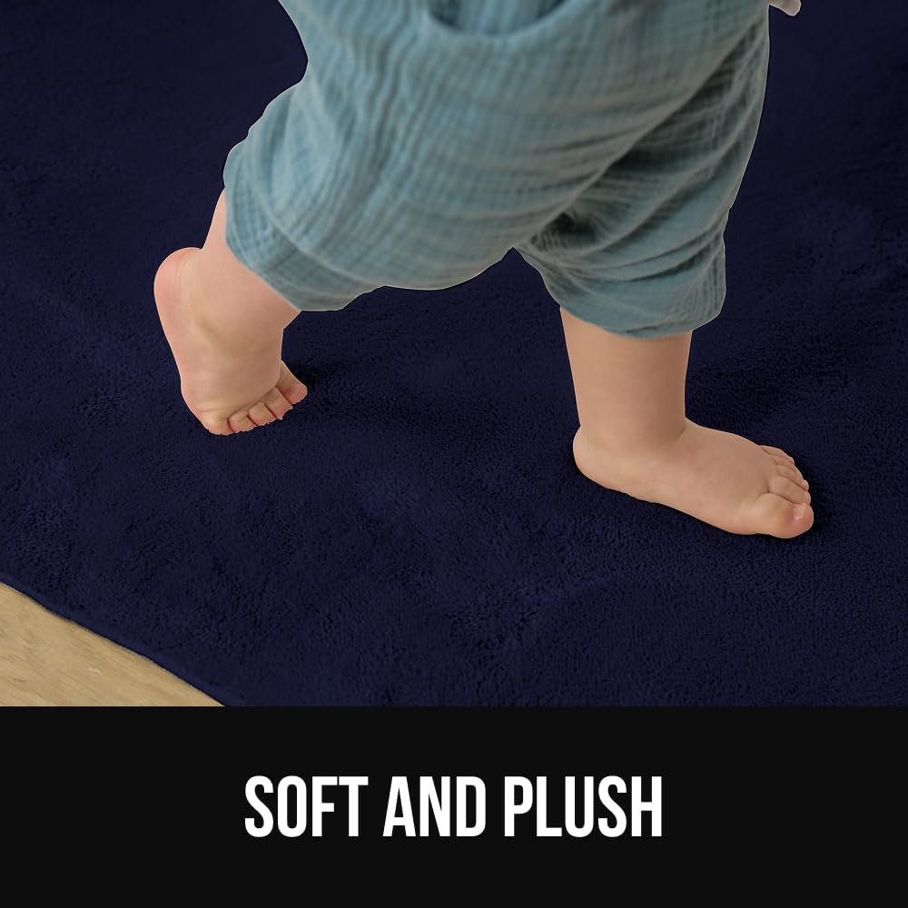 GORILLA GRIP Ultra Soft Washable Area Rug, 6x9, Stain and Slip Resistant Plush Thick Carpet for Bedroom Living Room, No Shed Floor Rugs, Pet Friendly, Dorm Essentials, Nursery Home Decor, Navy Blue