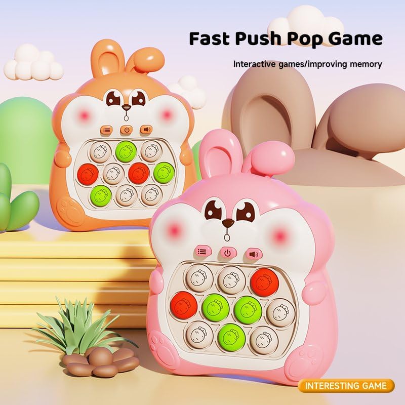 Fast Quick Push Bubble Pop Fidget Toy, Electronic Light Up Game Console, Cool Birthday Present for 6 7 8 9 10-12 Year Boys and Girls Pop Up Stress Relief Toy, Concentration Speed Puzzle Game for Kids