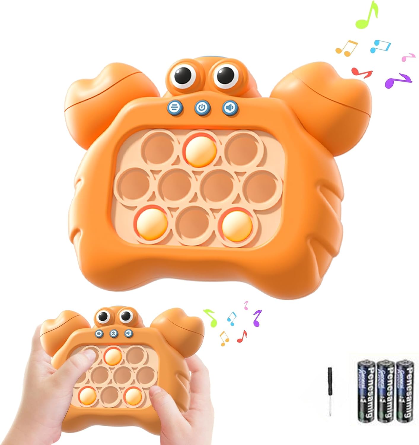 Fast Push Game,Sensory Toys Pop Game Machine,Handheld Fidget Console for Kids Adults, Birthday Gifts for Boys Girls-Orange