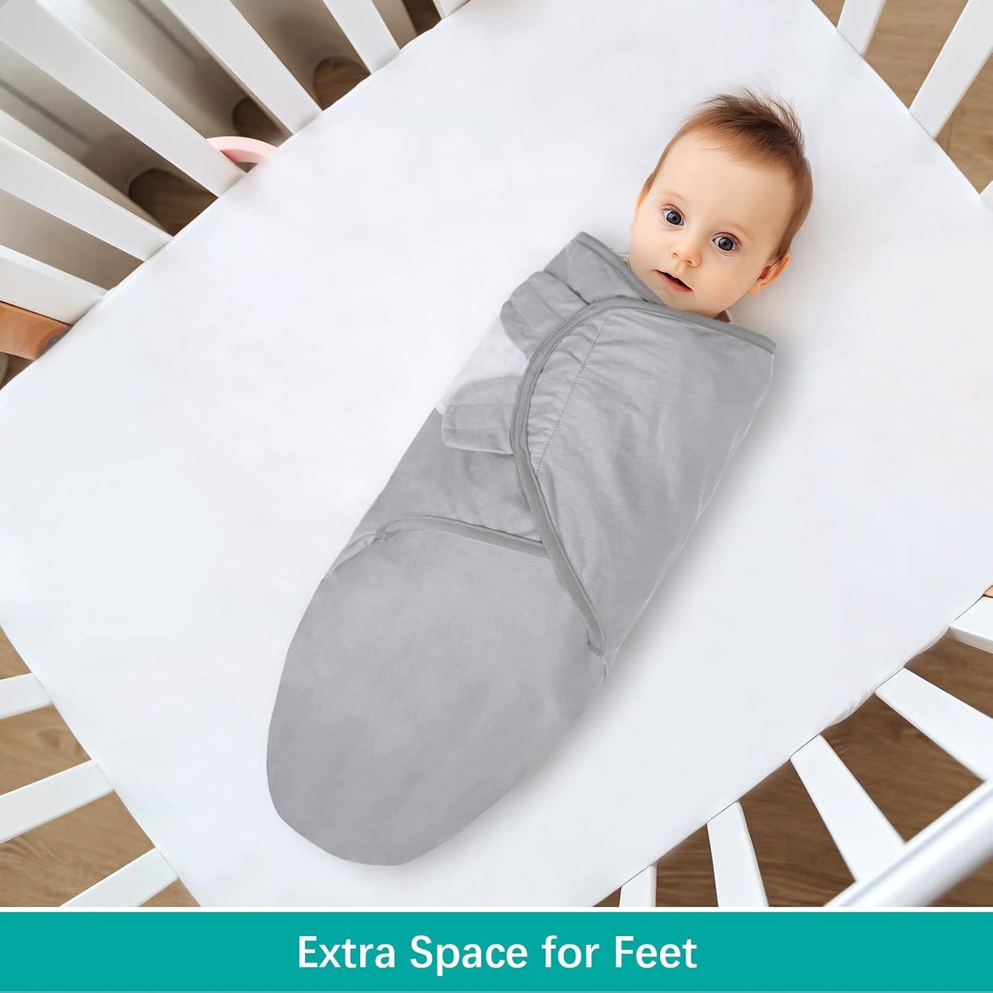 Biloban Baby Swaddles 0-3 Months for Girls, Cotton Swaddle Blanket, Newborn Essentials, Grey & White, 2 Pack