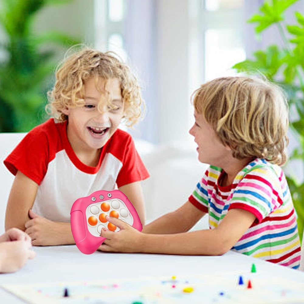 Fast Push Bubble Game, Quick Push Pop Game, Quick Push Toy with Lights, Pop Fidgets Game Toys, Fun Stress & Anxiety Relief Games Toys (Pink)