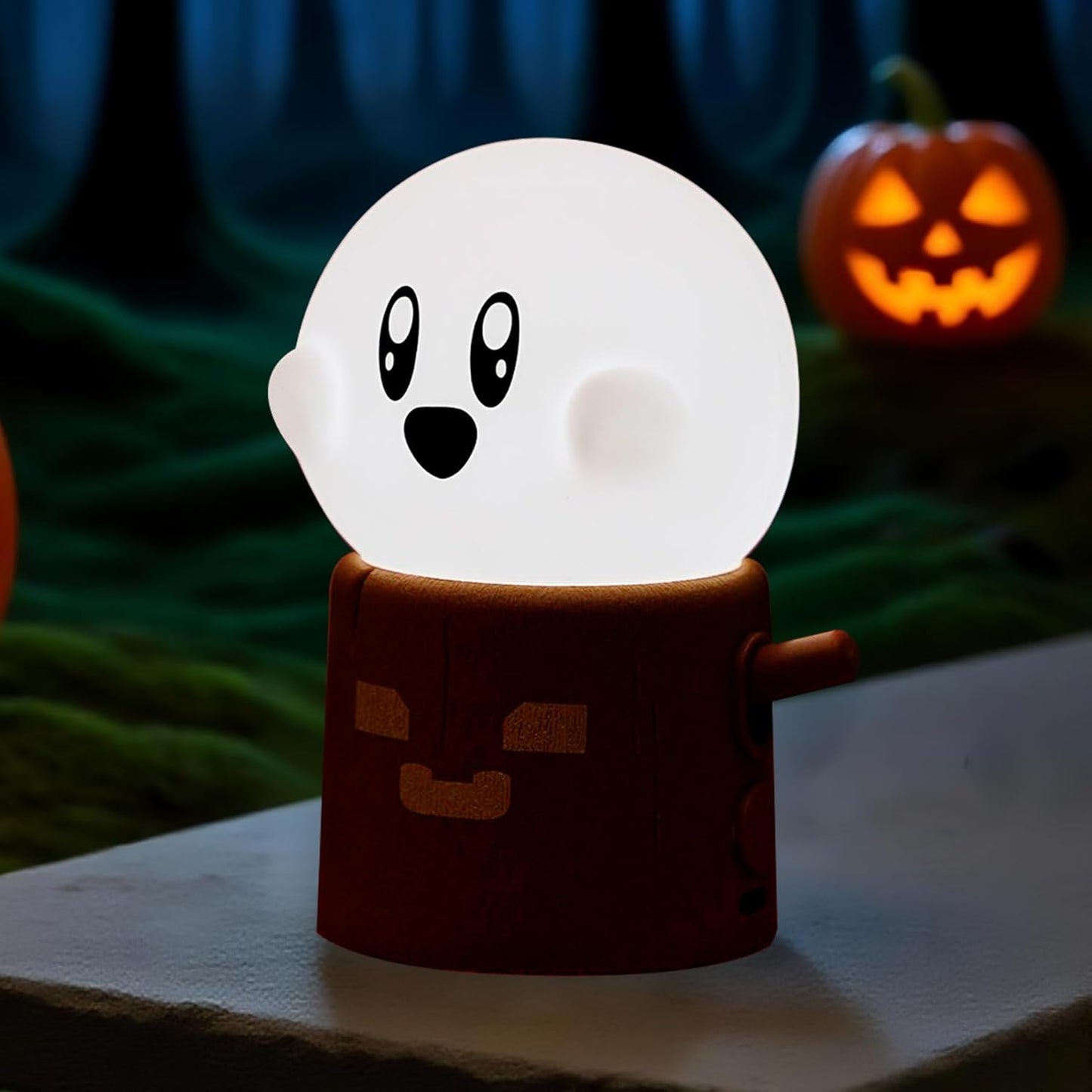 Cute Ghost Night Light, Two Modes Warm Yellow Light and Candlelight, Night Light for Kids,Cute Decoration,Kids Lamp,Living Room, Bedroom, Camping, Gifts for Children Christmas, Halloween