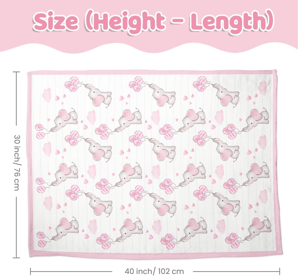 SANDJEST Elephant Kid Blanket for Girl - 30 x 40 Minky Throw Blankets for Girls - Gift for Kids on Birthday