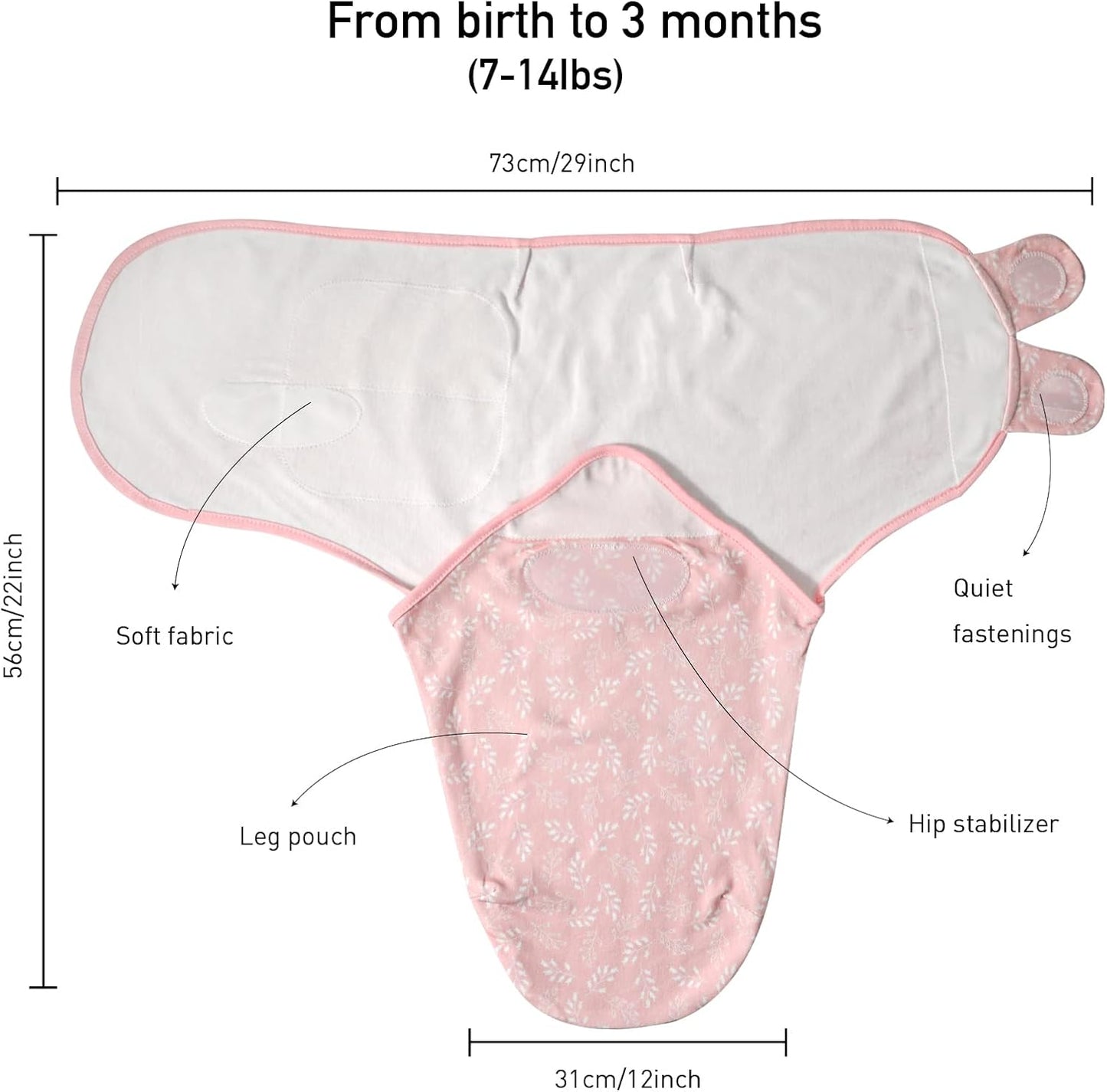 Baby Swaddle Sacks, 3-Pack Newborn Organic Cotton Swaddle Wrap, Adjustable Swaddling Blankets, Nursery Swaddling Essentials for Newborn 0-3 Months, Infant Shower Items Gift (Birds & Branches)