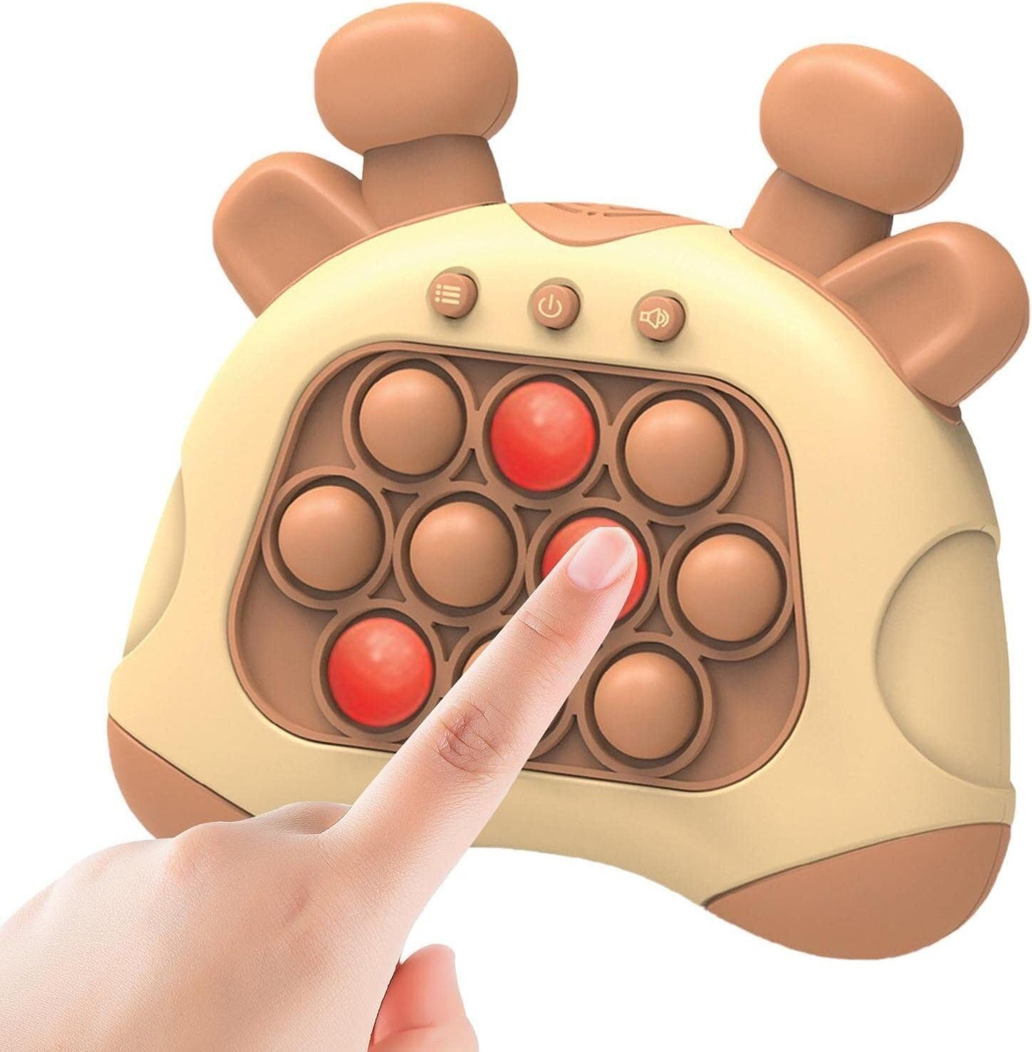 Fast Push Bubble Game, Quick Push Game Light Up Pop Fidget Game Toys, Handheld Game Sensory Fidget Toys for Kids 6-12, Xmas Birthday Gifts for Boys Girls Teens (Brown)