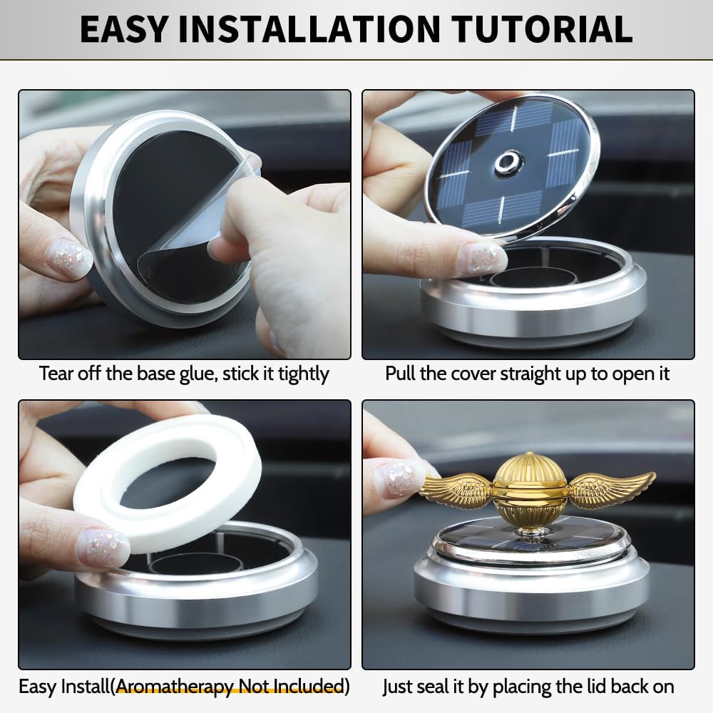 Golden Fidget Spinner Toy Solar Energy for Kids Adults, Car Dashboard Decoration Powered by Sunshine, Cool Science Kit Spinning Top with Solar Panels, Preimium Gift for Boyfriend Friend Men Women