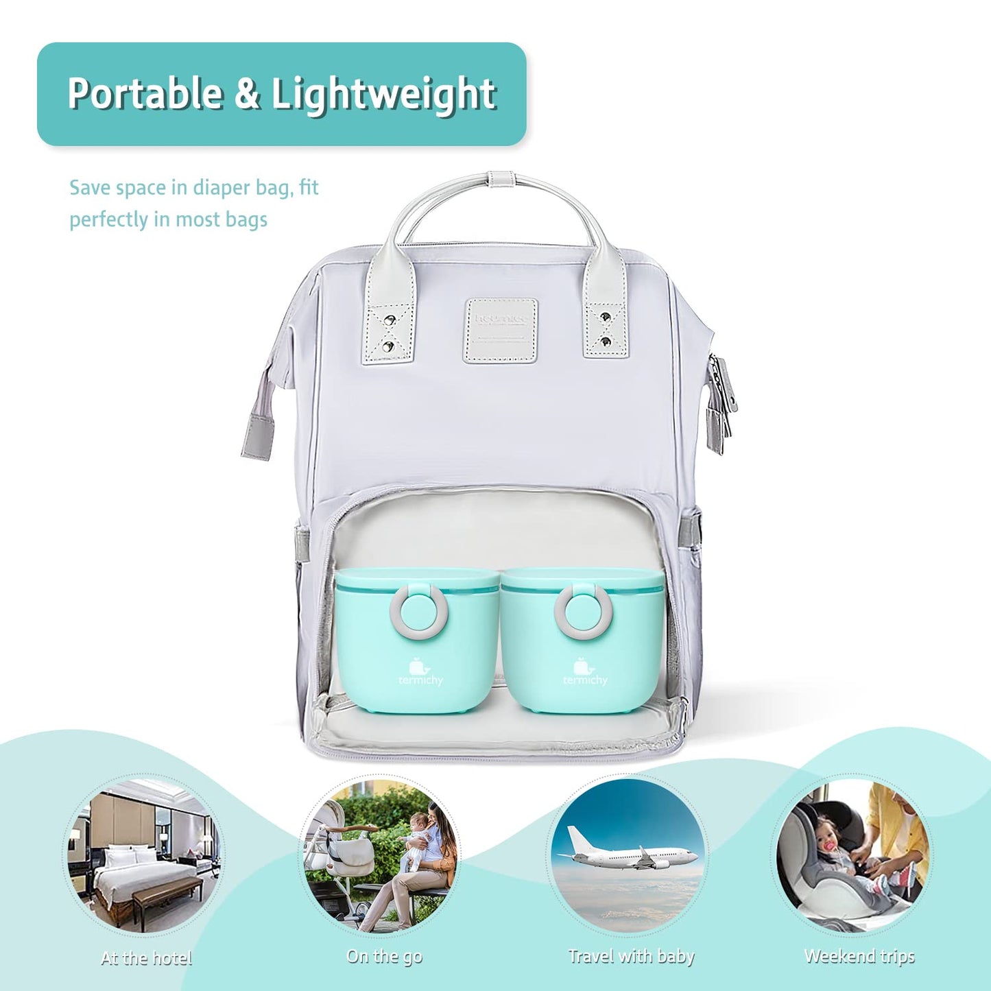 Termichy Baby Formula Dispenser, Portable Milk Powder Dispenser Container with Carry Handle and Scoop for Travel Outdoor Activities with Baby Infant, 8.8OZ, 0.55LB, 250g (Blue)