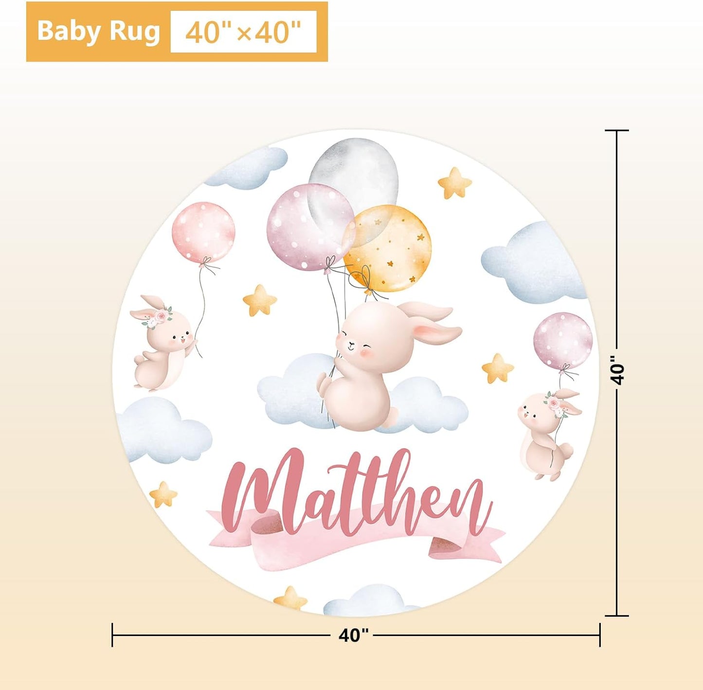 Personalized Baby Crib Bedding Set, 5 Pcs Custom Name Baby Crib Set with Double Layer Blanket, Soft Balloon Bunny Nursery Bedding Set for Girls Boys, Customized Gifts for Infants Toddlers