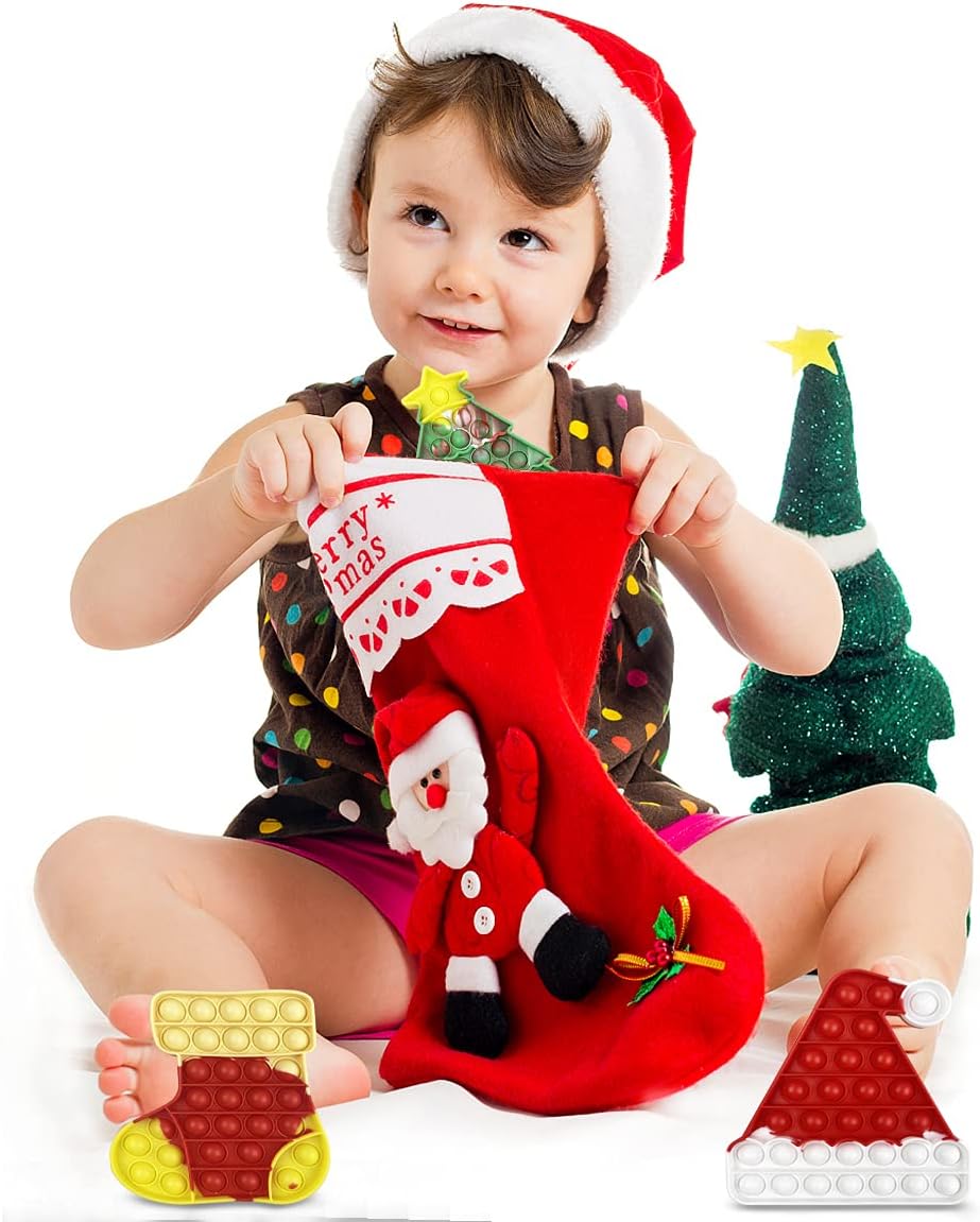 Jofan 3 Pack Christmas Fidget Sensory Pop Toys Packs for Kids Girls Boys Toddlers Christmas Stocking Stuffers Party Favors Gifts Stress Relief