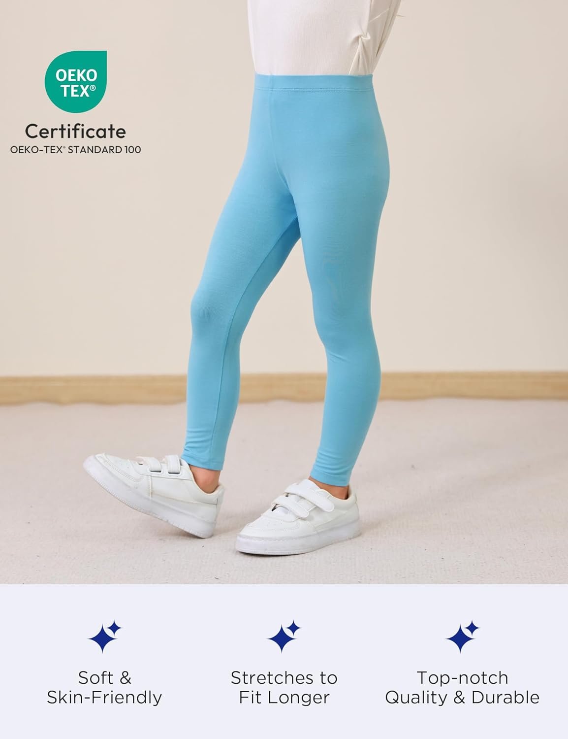 Toddler Girls Leggings 2-Pack Bamboo Viscose Little Girls Casual Stretch Pants