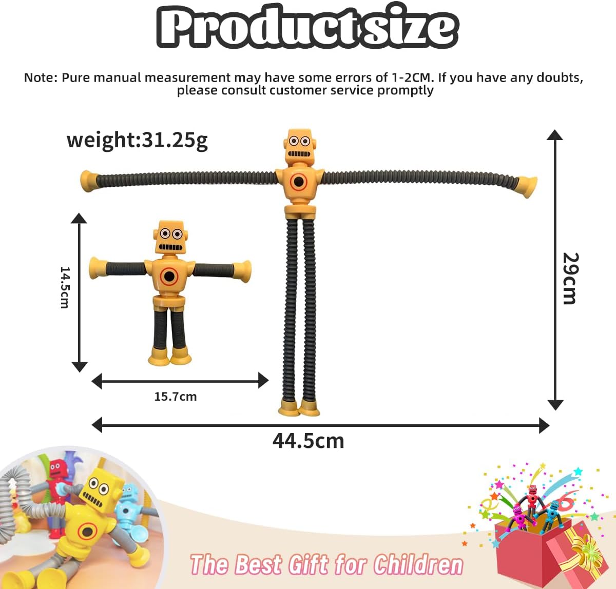 8PCS Pop Tubes Suction Cup Robot Toys Robot Pop Tubes Fidget Tubes Sensory Toys Pack Shape Changing Telescopic Tube Imaginative Play Stimulating Creative Learning Fidget Toys for Girls Boys