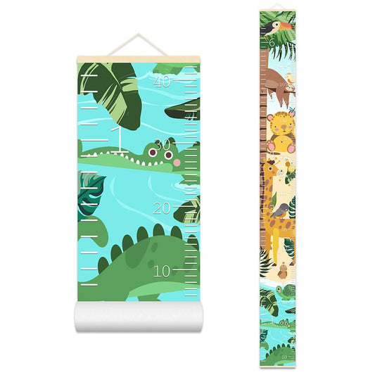 Height Chart for Kids Pool and Tree Jungle Animal Cartoon Pattern Growth Chart for Wall - Fun and Functional Tape Measurement Wall Ruler for Boys and Girls Toddler Baby Bedroom Decor 79 x 7.9 inch