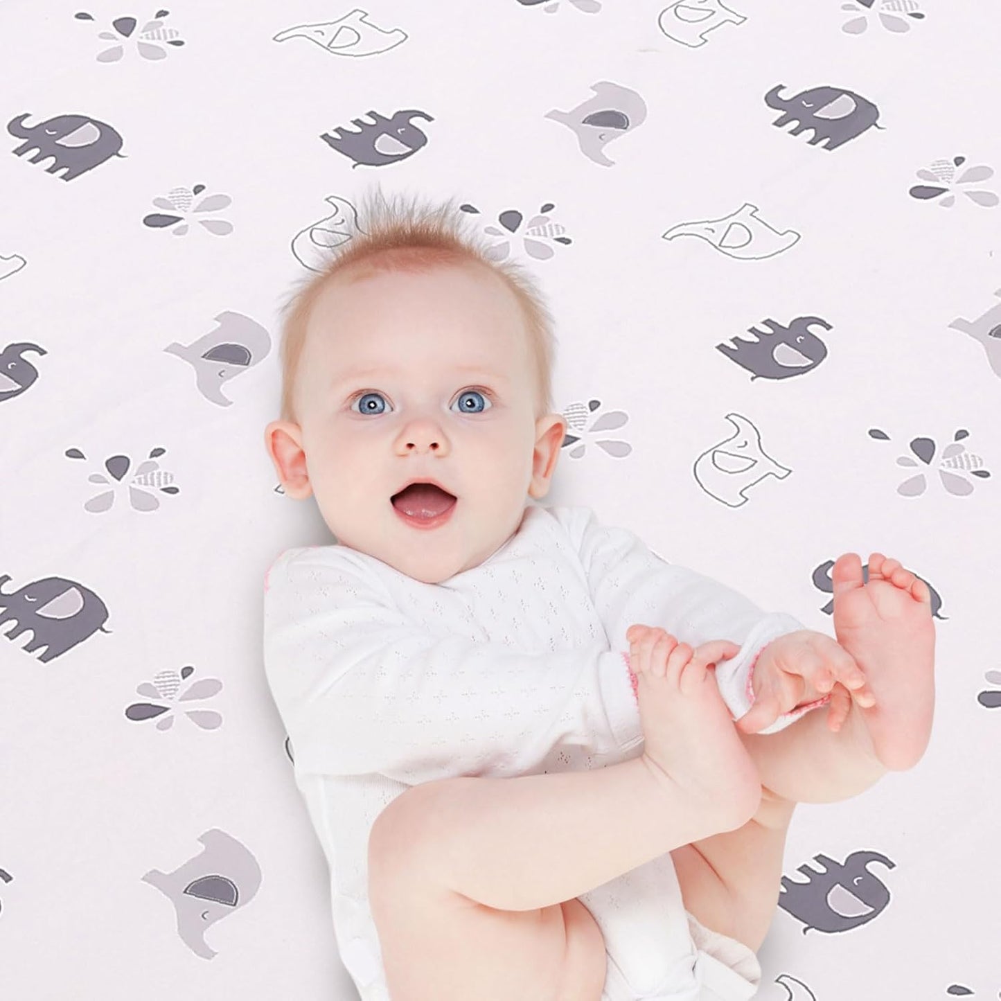 Wowelife Elephant Crib Bedding Set for Boys, Premium 3-Piece Baby Bedding Set, Elephant, Gray Crib Bed Sets, Newborn, Infant, Nursery Bed Set with Crib Sheet, Ruffle Comforter