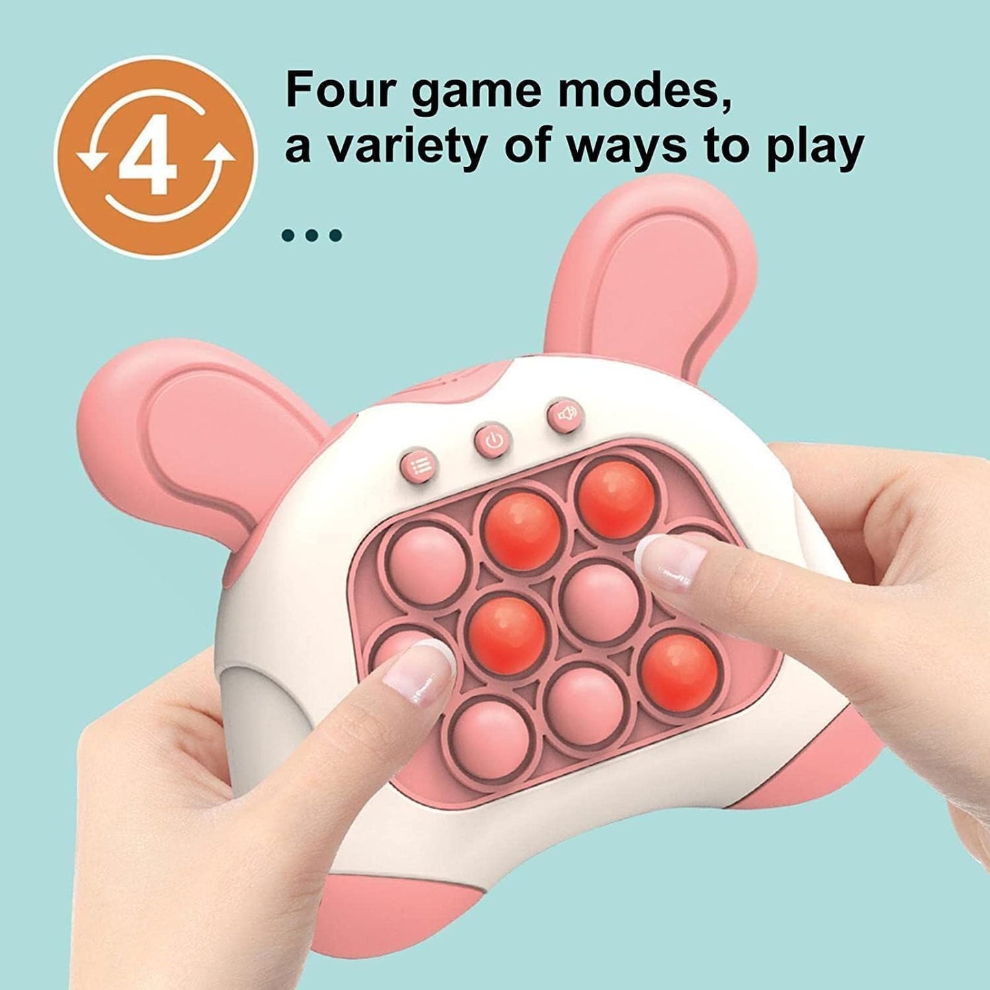 Fast Push Bubble Game, Quick Push Game Light Up Pop Fidget Game Toys, Handheld Game Sensory Fidget Toys for Kids 6-12, Xmas Birthday Gifts for Boys Girls Teens (Pink)