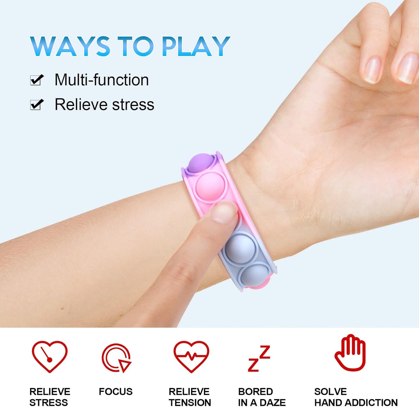 72 PCS Pop Bracelet it Fidget Toys Pack, Easter Fidget Bracelet Birthday Party Gifts, Decompression Wristband with Autistic & ADHD,Fidget Wristband as Return Gifts for kids, Fidgets Novelty Girls Toys