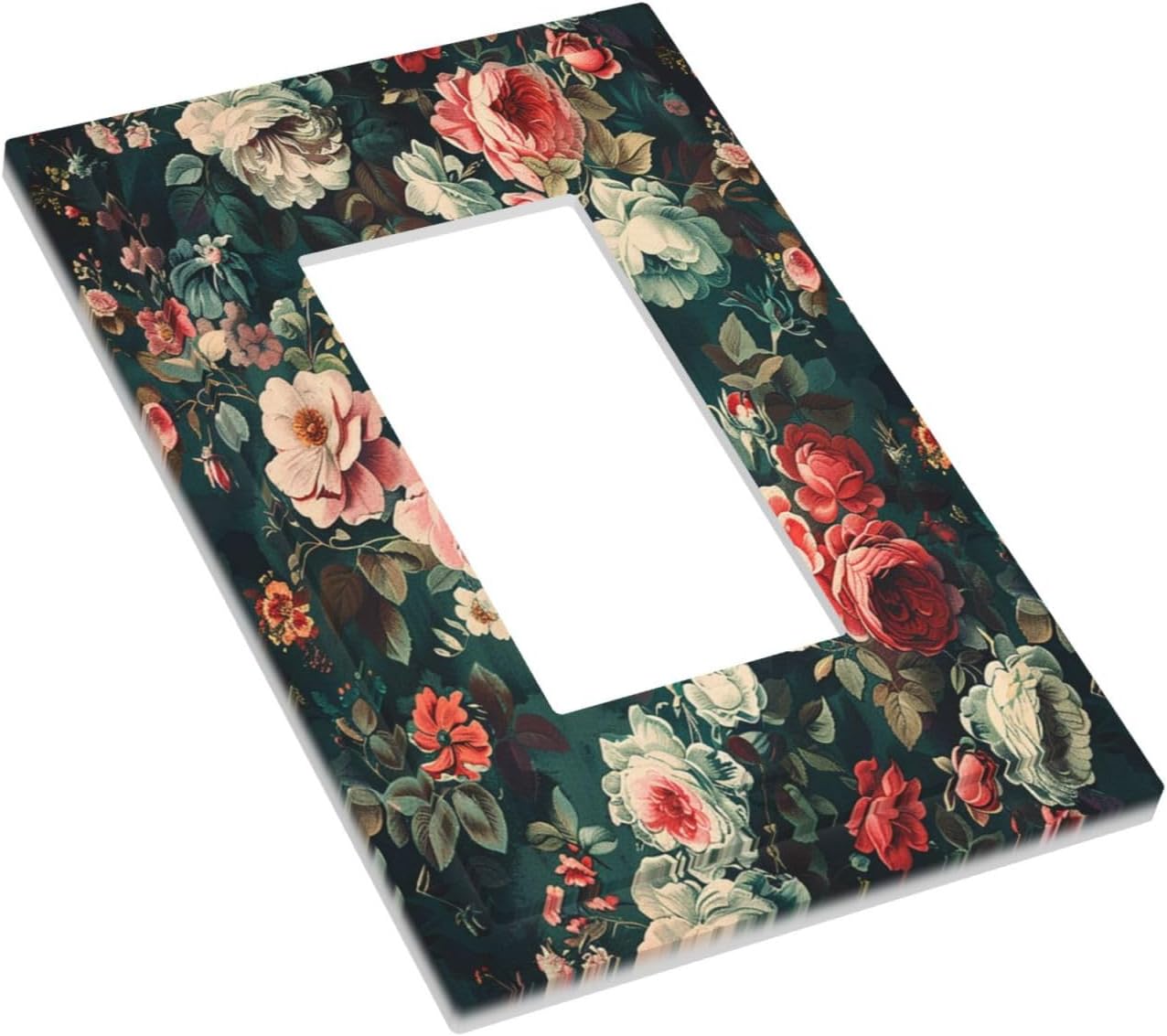 Decorative Outlet Covers Baroque Vintage Peony Flower Floral 1 Gang Single Rocker Light Switch Cover Plate Wall Plates GFCI Faceplate for Bedroom Farmhouse Decor
