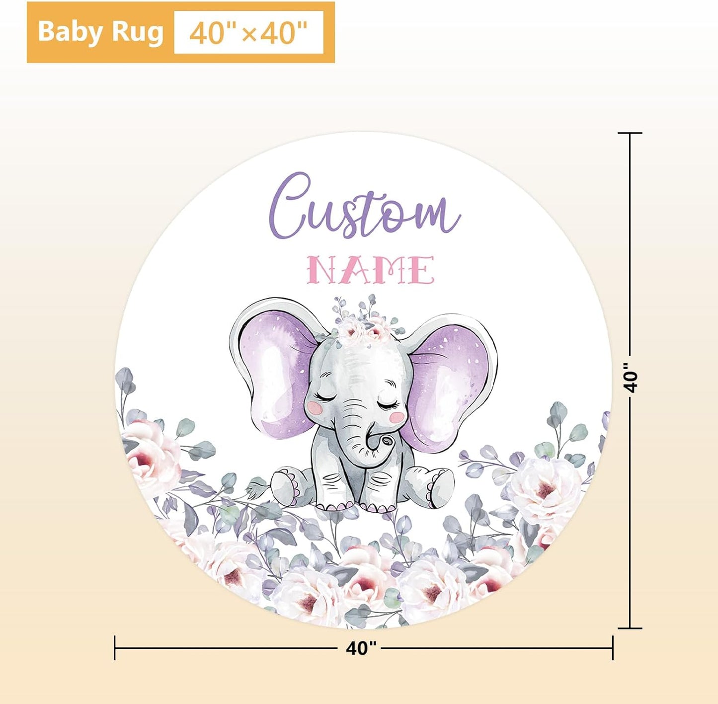 Personalized Baby Crib Bedding Set, 5 Pcs Custom Name Nursery Bedding Set, Purple Elephants Baby Bedding Set for Girls Boys, Double Layer Baby Crib Sets, Customized Gifts for Toddlers Infants