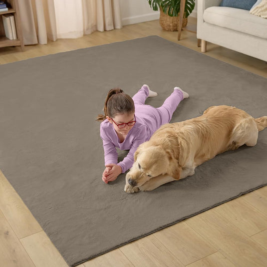GORILLA GRIP Ultra Soft Washable Area Rug, 8x10, Stain and Slip Resistant Plush Thick Carpet for Bedroom Living Room, No Shed Floor Rugs, Pet Friendly, Dorm Essentials, Kids Nursery Home Decor, Taupe