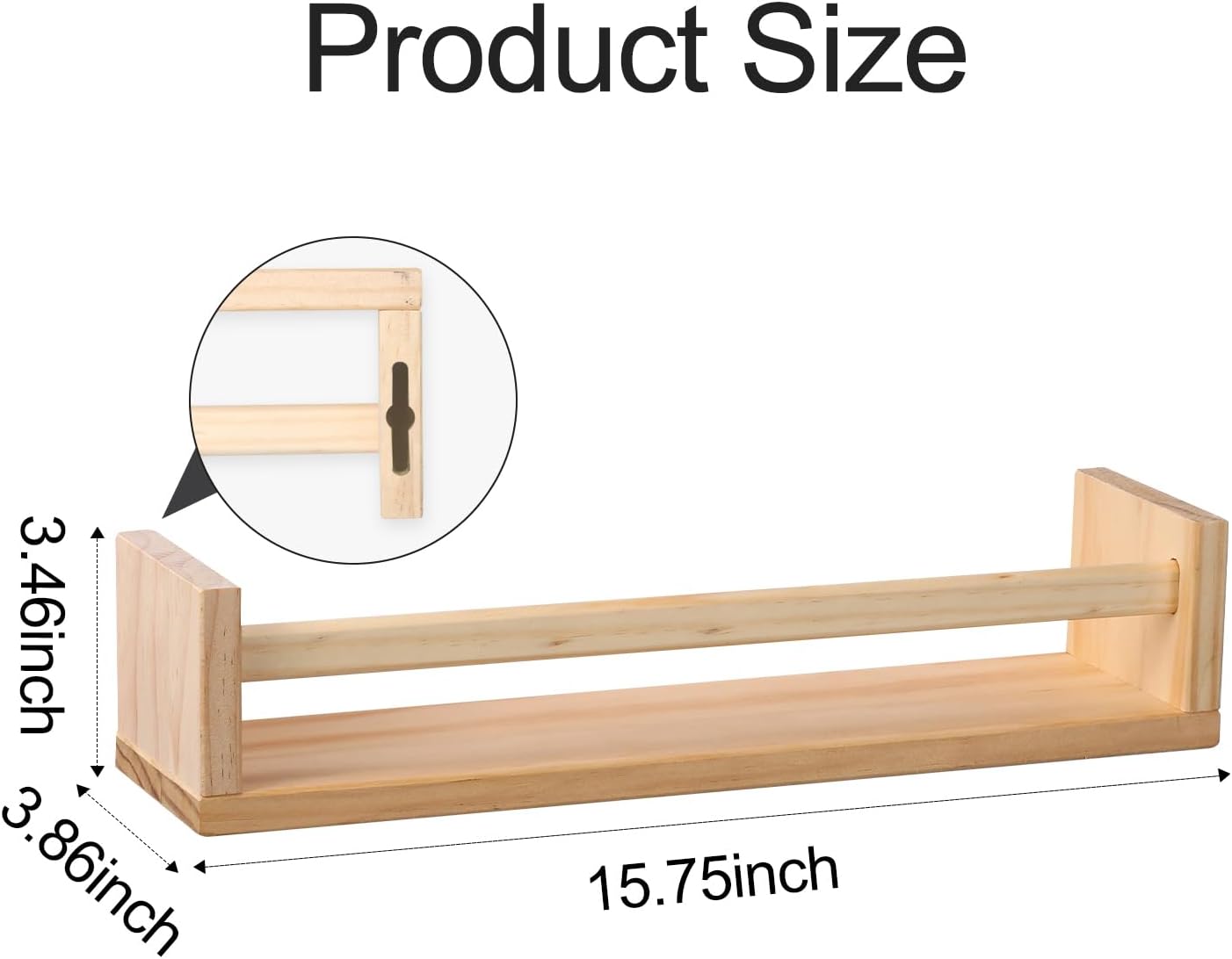 Gneric Floating Shelves for Wall, Burlywood Nursery Book Shelves, 15.7 inch Kids Bookshelf, Wall Shelves for Living Room Bedroom Decor,Kitchen Spice Rack,Bathroom Storage Rack(2 Pack)