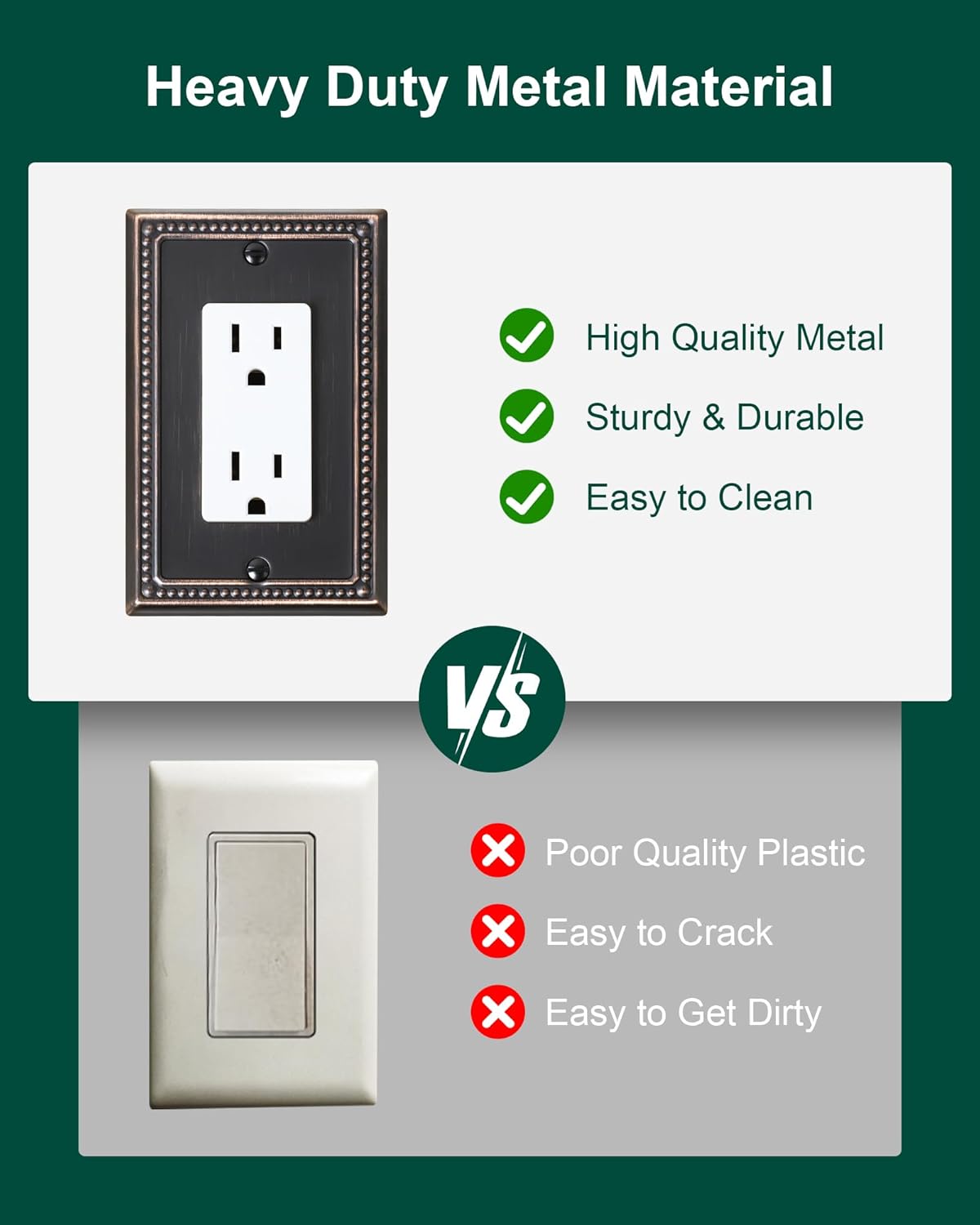 6-Pack Decorator Outlet Cover Plate, Decorative Switch Plates and Outlet Covers, Aged Bronze Metal Wall Plates for Electrical Outlets, Receptacle, GFCI Outlet, Dimmer Switch