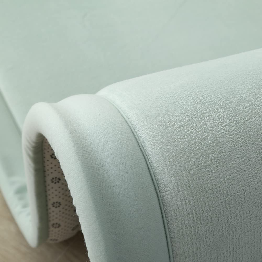 Loartee Nursery Rug Coral Velvet Crawling Rugs Mat Area Rugs Play Crawling Mat(5'11"x6'7", Light Green) for Toddler Children Play Mat Yoga Mat Exercise Pads Carpet