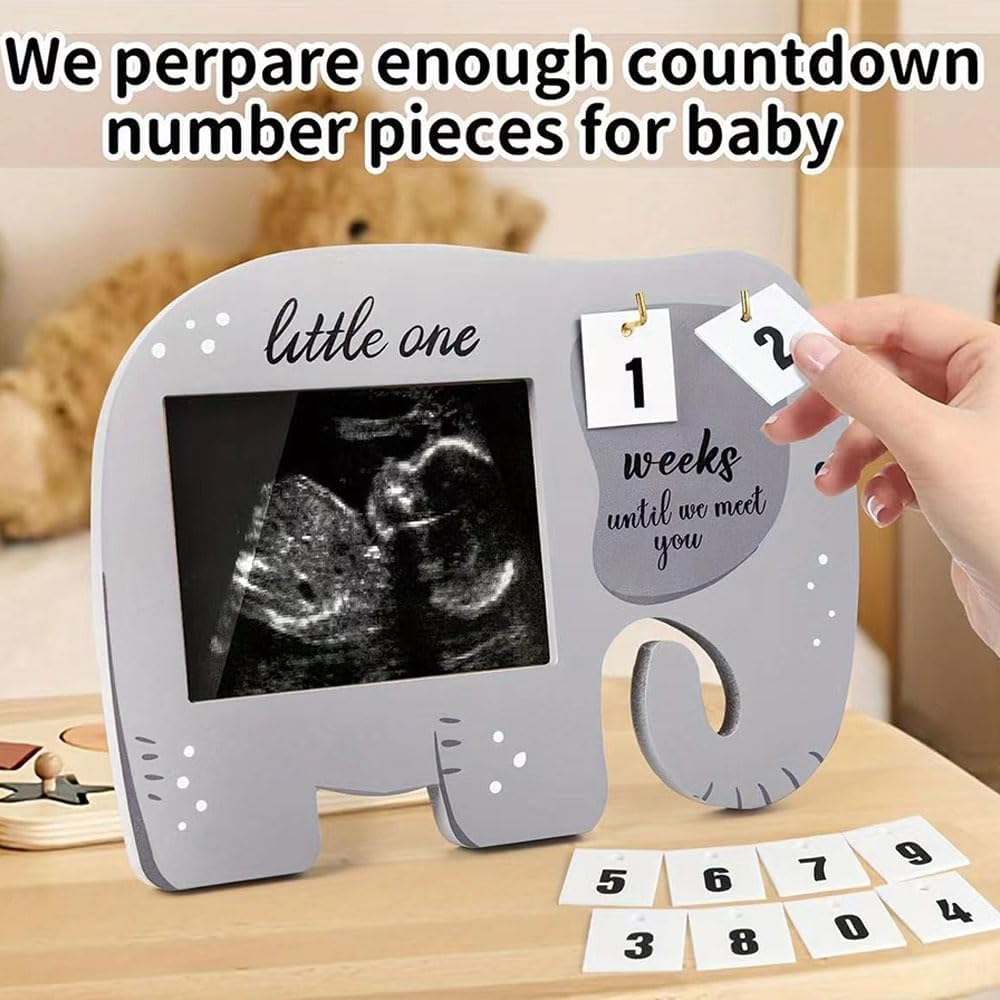 Ultrasound Picture Frames Sonogram Picture Frame with Countdown Weeks for Expecting Parents First Time Mama to be Pregnancy Gift Baby Keepsake Cut Photo