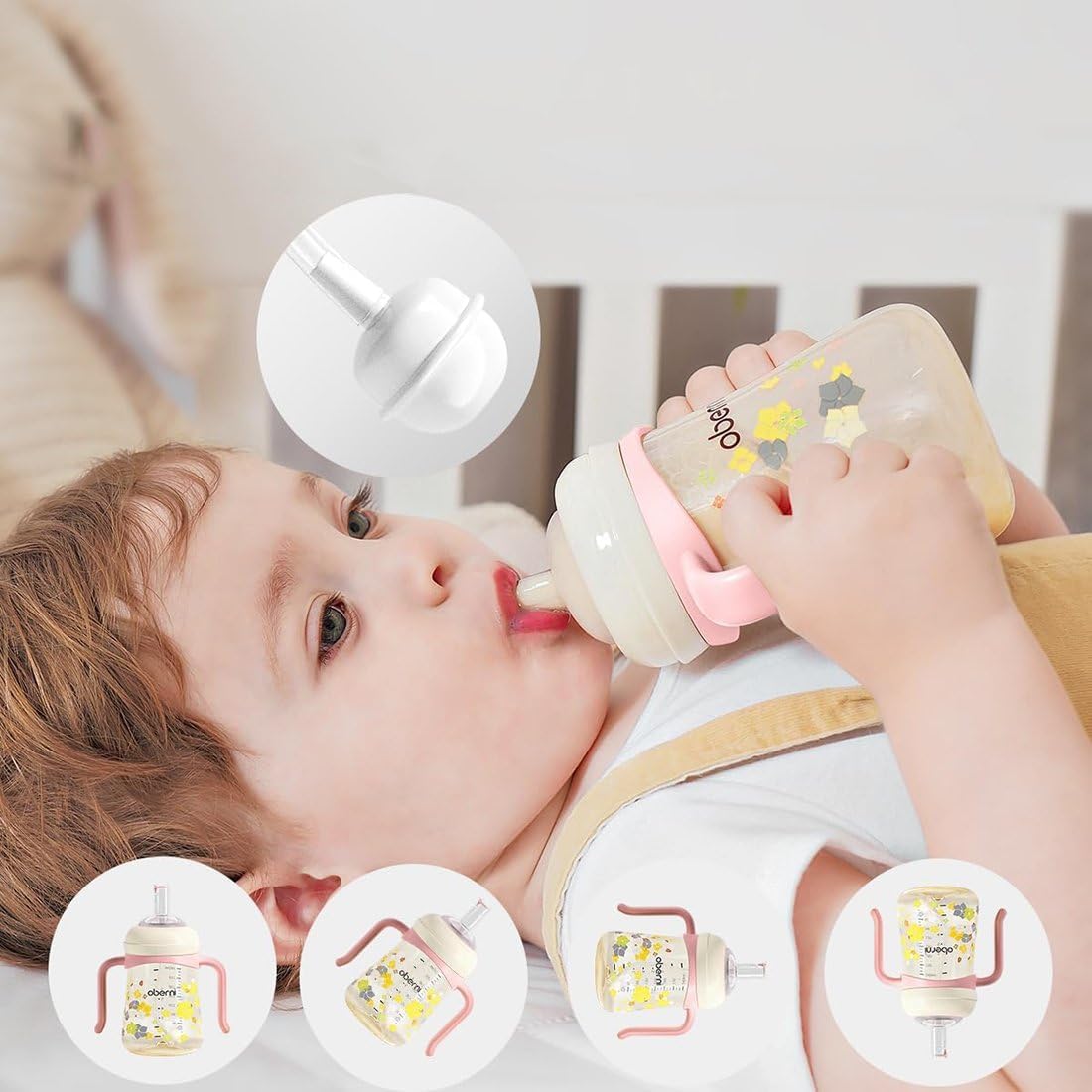 Toddler Sippy Cup 10oz, Weighted Straw Baby Drinking Water Bottle with Valved Spout for 6+ Months, 300ml/Green/1Pack