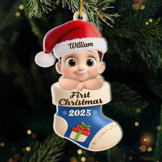 Pawfect House Custom Acrylic Ornament, Personalized Christmas Baby Shower, Gender Reveal Gifts for New Moms, New Dads, New Parents, Too Cute to Be Pine, Baby's First Christmas Ornament 2025