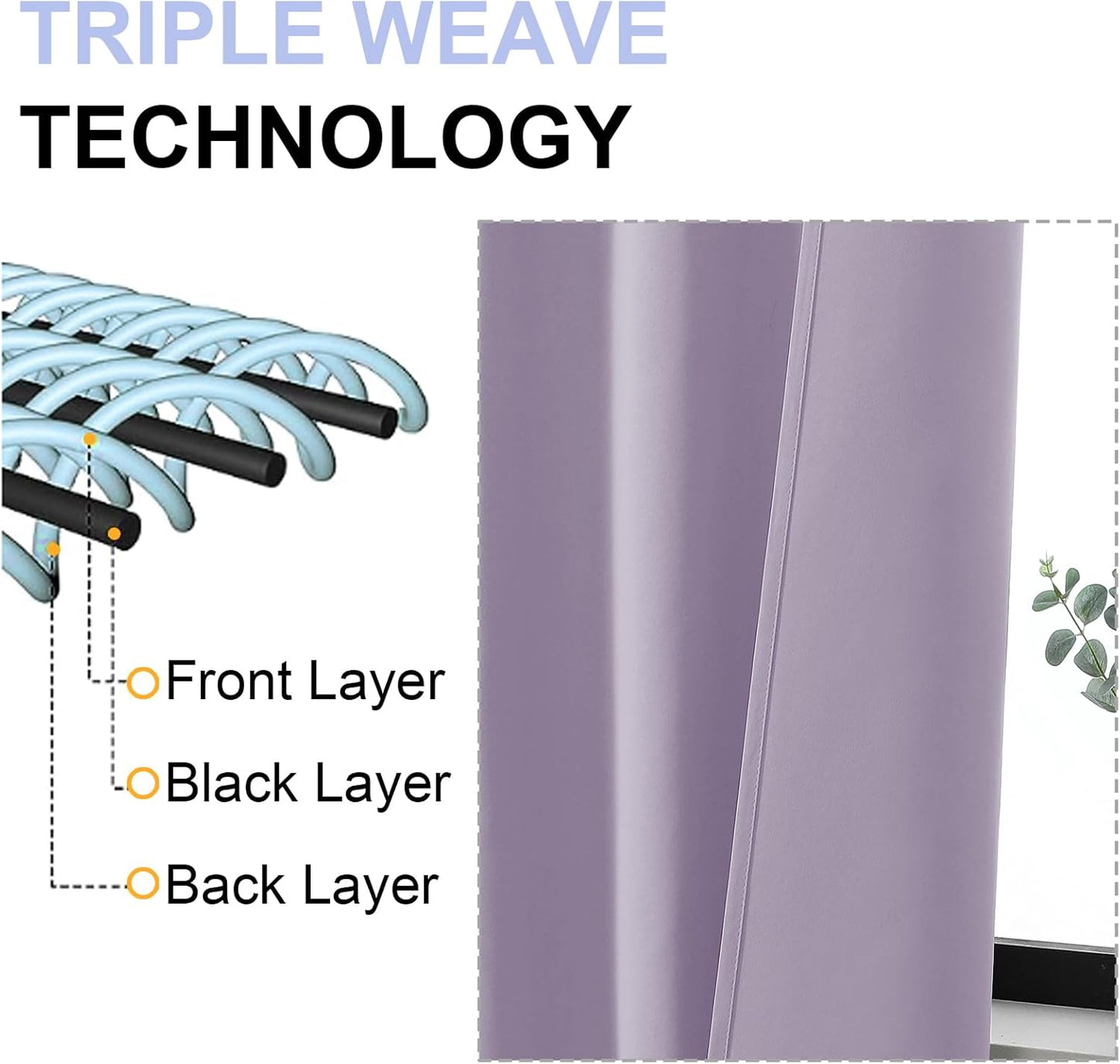 Simplebrand Ava Lilac Short 36 Inches Blackout Curtain 2 Panels Set, Half Window Rod Pocket Privacy Curtain Tiers for Kitchen, Curtains Blackout for Bathroom Shades, W40 x L36 Inch, Lilac