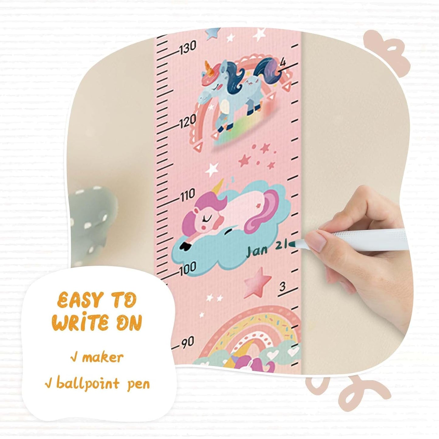 Personalize Name Growth Chart for Kids, Unicorn Kids Growth & Measuring Chart, Growth Chart for Wall, Height Measure Wall Chart Bedroom Nursery Wall Decoration,Playroom Essentials