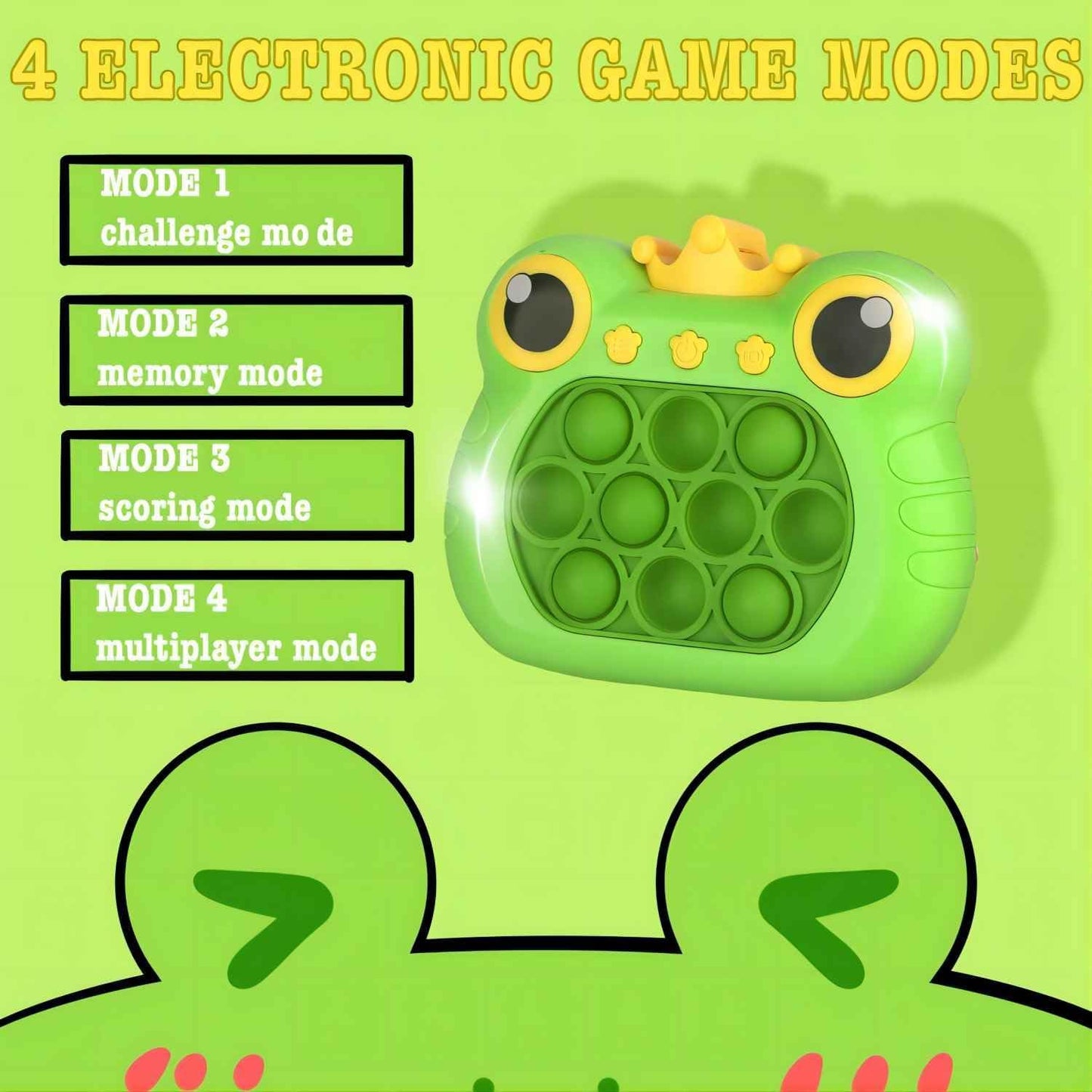 Pop Fidget Toys Handheld Game for Teens, Push Bubble Light up Puzzle Game Machine & Best Gifts for Kids, Quick Push Games Educational Sensory Toys, Stress Relief Party Favors Toy Age 3-12… (Frog-G)