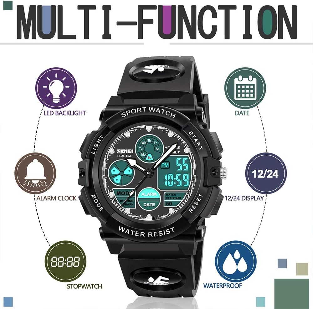 ATIMO LED Multi Function Waterproof Watch for Kids - Kids Gifts