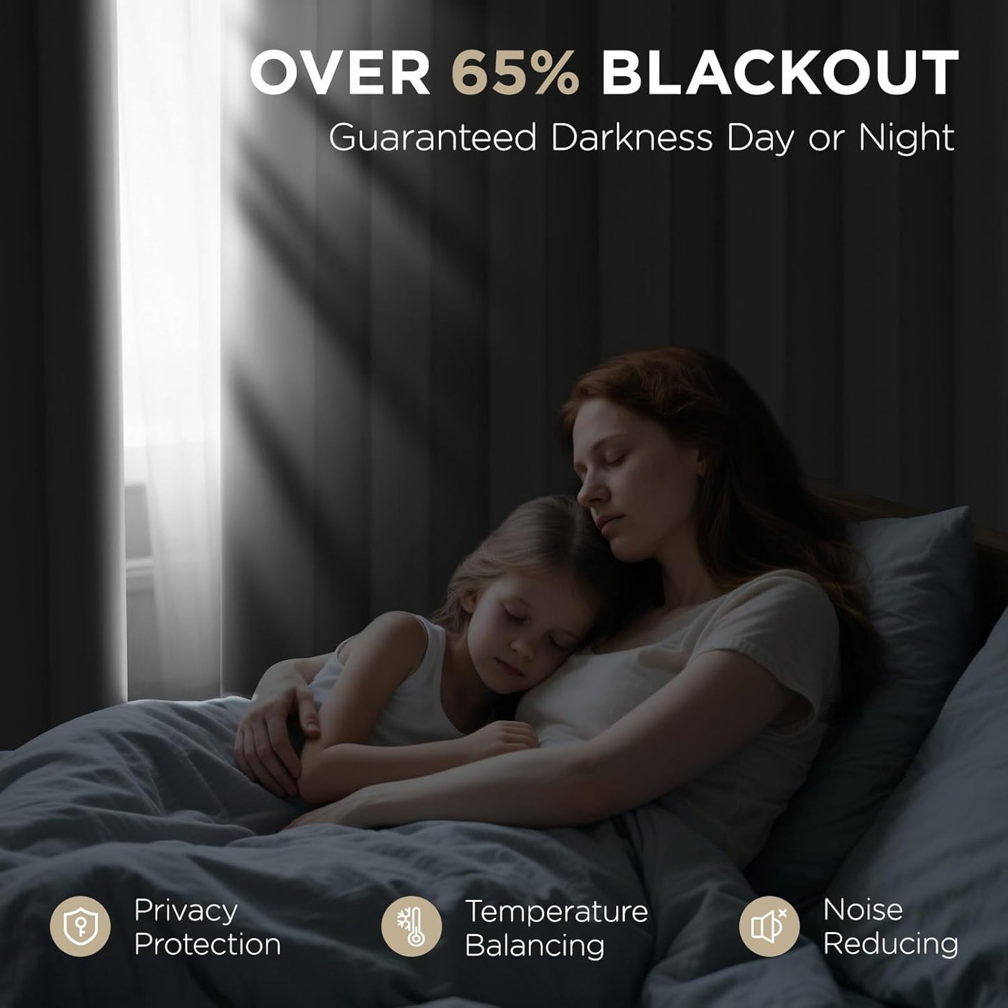 Joydeco Blackout Curtains 90 Inch Length 2 Panels Set, Thermal Insulated Long Curtains& Drapes 2 Burg, Room Darkening Grommet Drapes for Living Room Bedroom Window (W52 x L90 Inch, Light Beige)