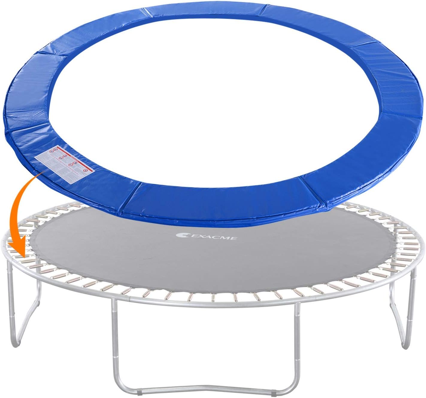 ExacMe Trampoline Pad Replacement 16 15 14 13 12 10 8 Foot, Waterproof Safety Spring Cover Round Frame Pad, No Hole for Pole