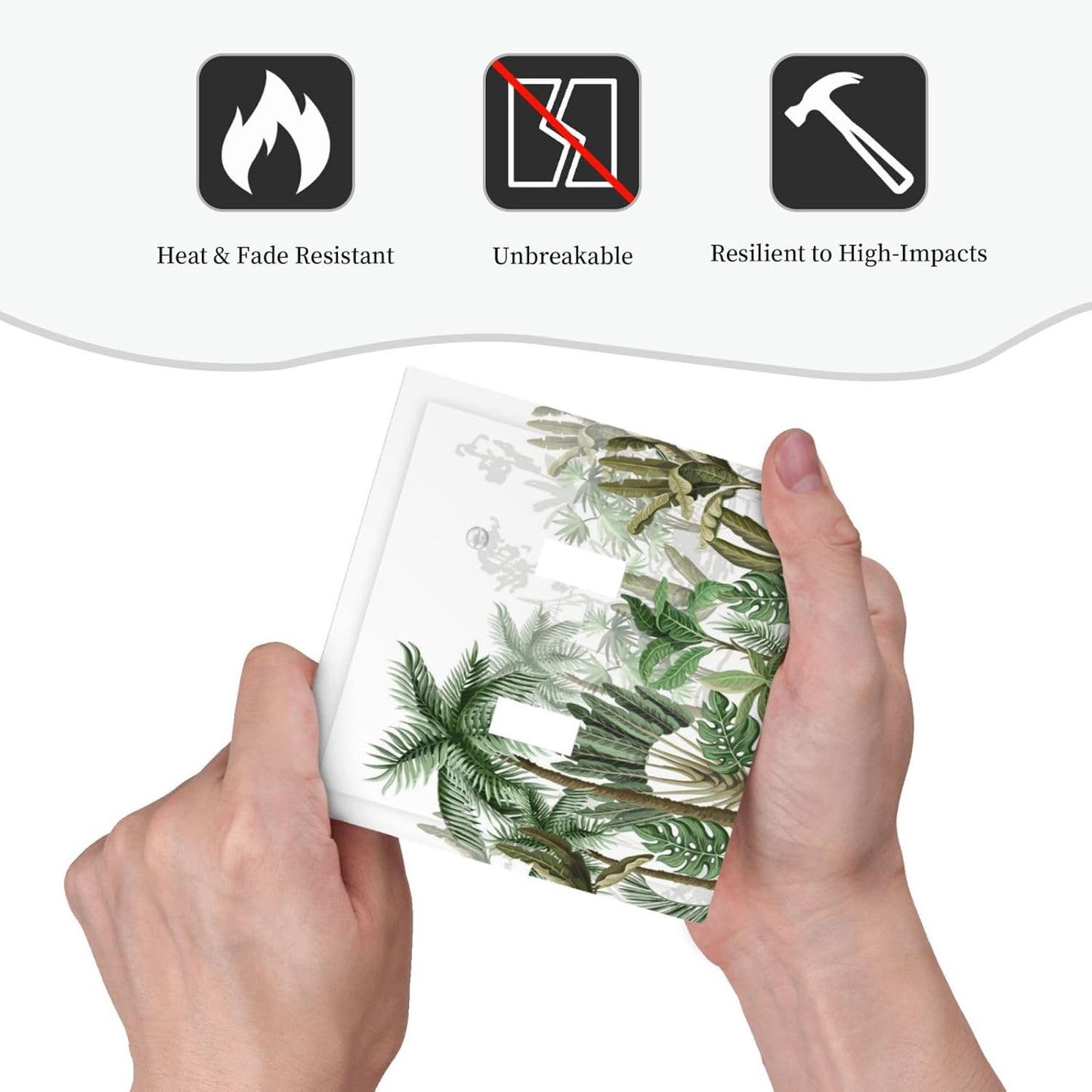 Palm Tree Banana Leaf Green Rainforest Natural Landscape Decorative Switch Plates 2 Gang Double Toggle Outlet Light Switch Cover Wall Plate Electrical Faceplate for Bed Room Living Room Decor