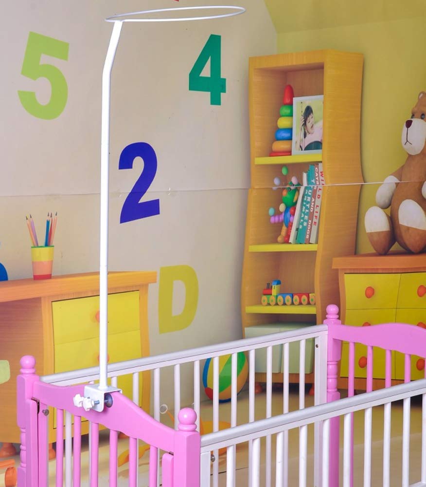 CdyBox Crib Canopy Holder Universal Metal Adjustable Clip-On Stand Bracket for Crib Cot Bed Mosquito Net(White, Stand only)