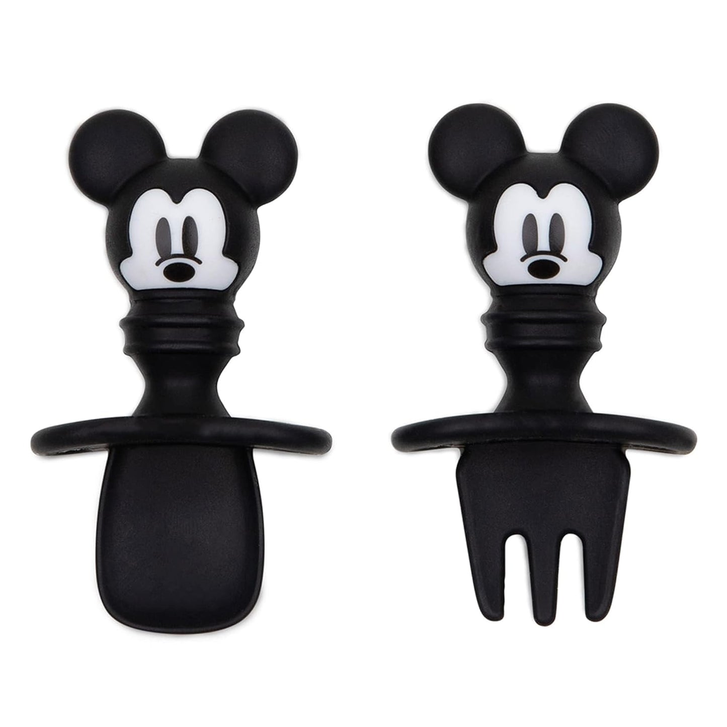 Bumkins Disney Baby Utensils Set, Chewtensils Silicone Spoons for Dipping, Self-Feeding, Baby Led Weaning, Trainer Learning First Stage Stage Eating, Fork and Spoon, Babies 6 Months, Mickey Mouse