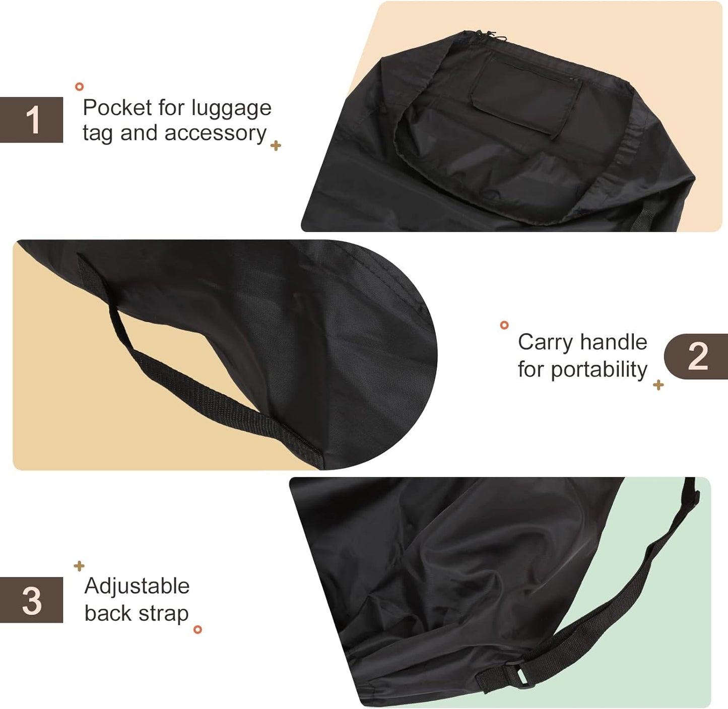 LIHAO Stroller Travel Bag, Gate Check Bag for Car Seat, Waterproof Travel Carry Bag, 600D Oxford, Black