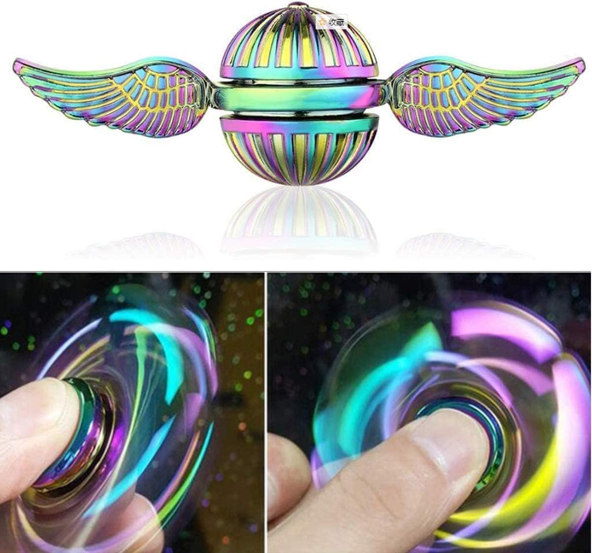 Rainbow Wizarding Fidget Sphere Spinner Metal for Kids Adults, EDC Desk Toy Wings Finger Hand Spinner Spinning Toys Christmas Birthday Gifts for Boys Girls Stress Relief Anti-Anxiety Novelty Prize