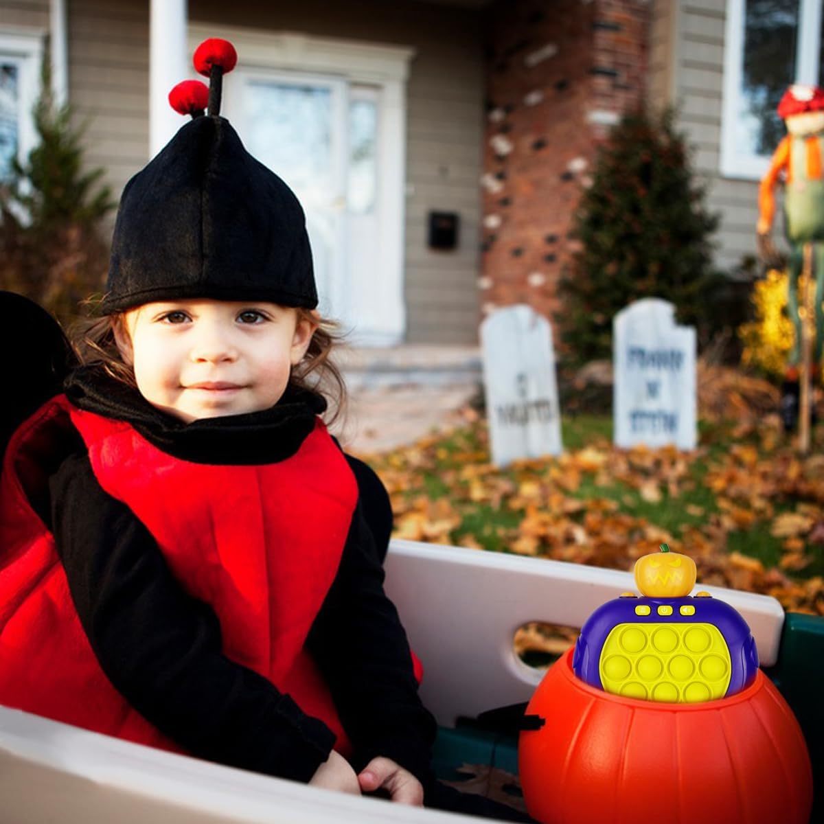 Anditoy Halloween Pop Quick Push Game, Handheld Light up Bubble Fidget Game Toy for Kids Boys Girls Teens Halloween Toys Halloween Treat Bags Gifts